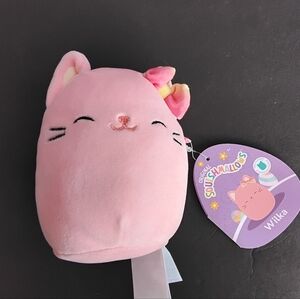 Squishmallows 4.5" Wilka The Pink Cat W/ Bow. 1st To Market Easter Tag. New.